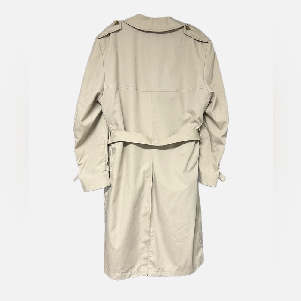Vintage London Fog Tan All Weather Trench Coat Faux Fur Liner Mens size 42 EUC - Picture 3 of 8